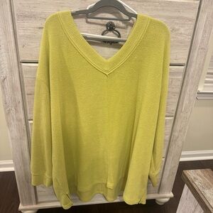 Terra & Sky V-Neck Sweater in Bright Yellow